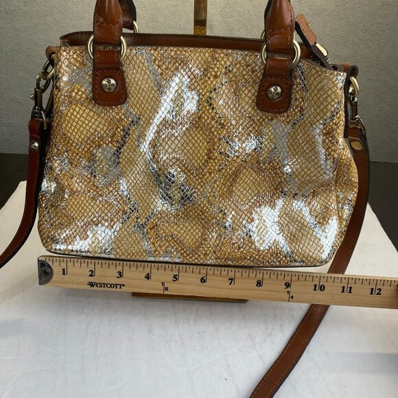 Patricia Nash ‘Norcia’ Metallic Python Print Cracked Leather‎ Satchel Crossbody - Picture 7 of 15